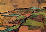 Egon Schiele Canvas Paintings - Field Landscape